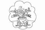 Witch Brewing Potion Coloring Page sketch template