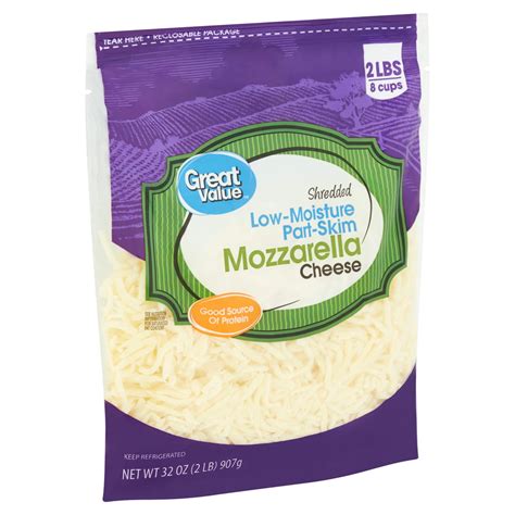 Great Value Shredded Low-Moisture Part-Skim Mozzarella Cheese, 32 oz - Walmart.com - Walmart.com