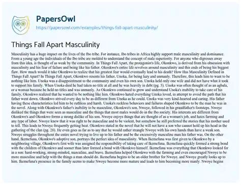 Things Fall Apart Masculinity - Free Essay Example - 710 Words ...