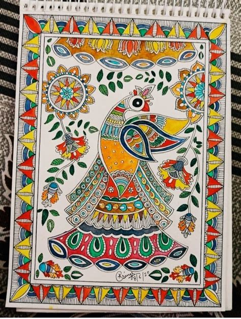 Madhubani/Mithila painting from bihar | Madhubani paintings peacock ...