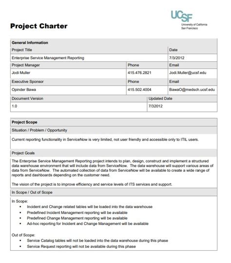 Project Charter Template | Free Word Templates