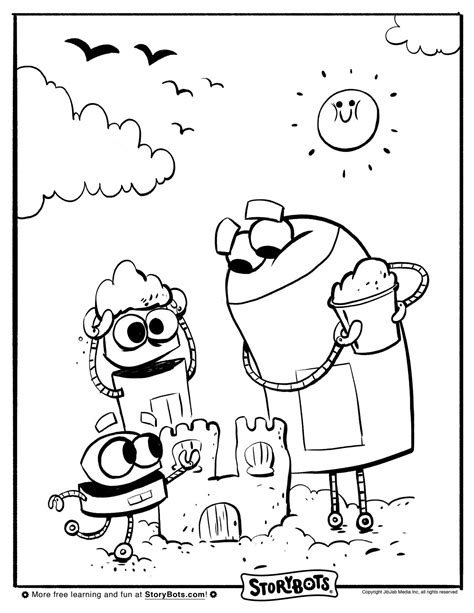 StoryBots Sandcastle Coloring Sheet | Story bots, Coloring pages, Monster truck coloring pages