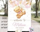 Editable Teddy Bear Baby Shower Invitation Boy Bear Themed Baby Shower Invite Bear with Balloons ...