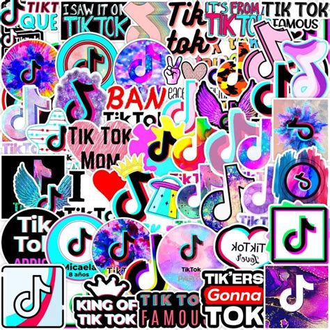 50pcs Tiktok sticker set Waterproof Removable Tik tok Logo stickers ...