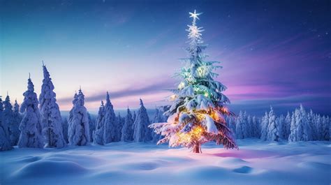 Lit Christmas Tree Outside Free Stock Photo - Public Domain Pictures