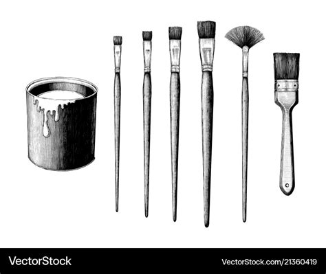 Vintage paint brushes set hand drawing clip art Vector Image