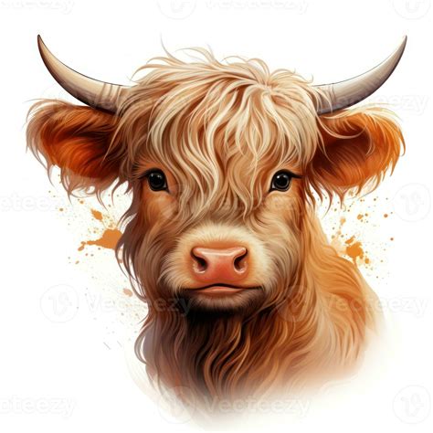 Adorable Baby Highland Cow Clipart On White Background AI, 43% OFF