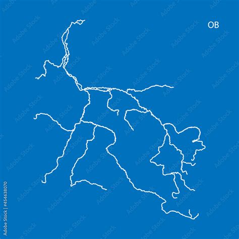 Map of Ob river drainage basin. Simple thin outline vector illustration. Stock Vector | Adobe Stock