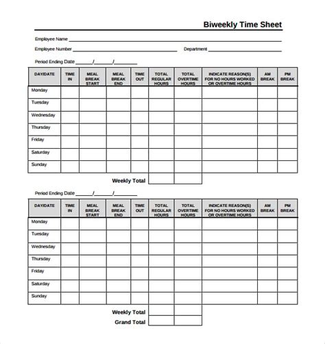 27+ Blank Timesheet Templates – Free Sample, Example Format Download