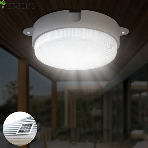 4W Round Solar Light Outdoor LED ceiling lamp Garden Street Lights 9 LED Indoor Solar Path ...