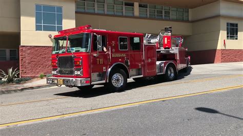 Burbank Fire Department Engine, RA, and Truck 11 responding to calls. - YouTube