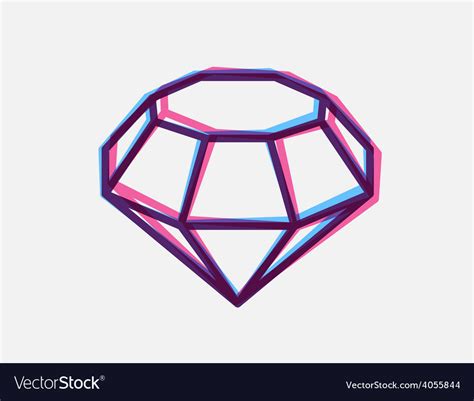 Blue and red 3d anaglyph style diamond Royalty Free Vector