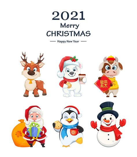 Premium Vector | Merry Christmas and Happy New Year. Cute cartoon ...