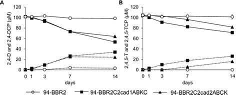 Degradation of 2,4-dichlorophenoxyacetic acid (2,4-D) (A) and ...