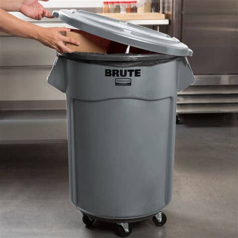 Rubbermaid Brute 55 Gallon Trash Can, Lid, & Dolly Kit