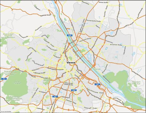 Map of Vienna, Austria - GIS Geography