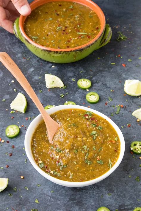 Homemade Green Enchilada Sauce with Roasted Tomatillos Recipe - Chili ...