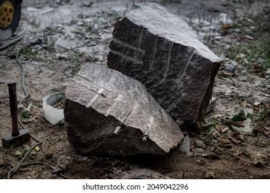 Splitted Granite Boulder Rock Splitting Drilling Stock Photo 2049042296 | Shutterstock