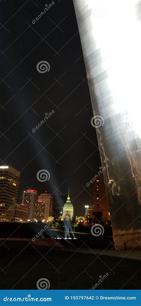 St.Louis arch at night stock photo. Image of arch, cityscape - 155797642