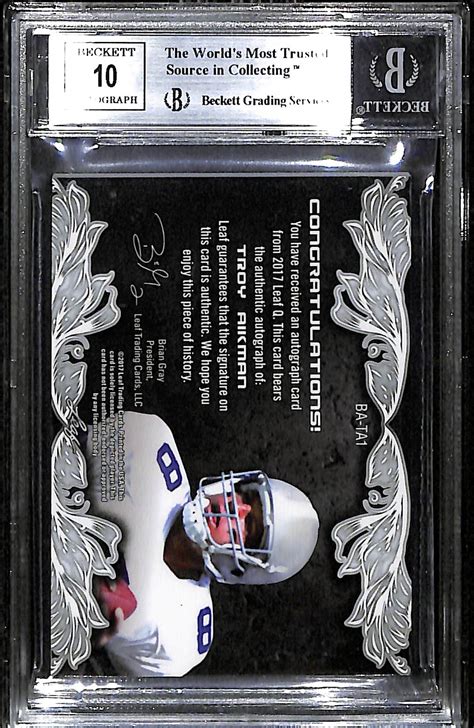 Lot Detail - 2017 Leaf Q Troy Aikman Autograph Card BGS 9