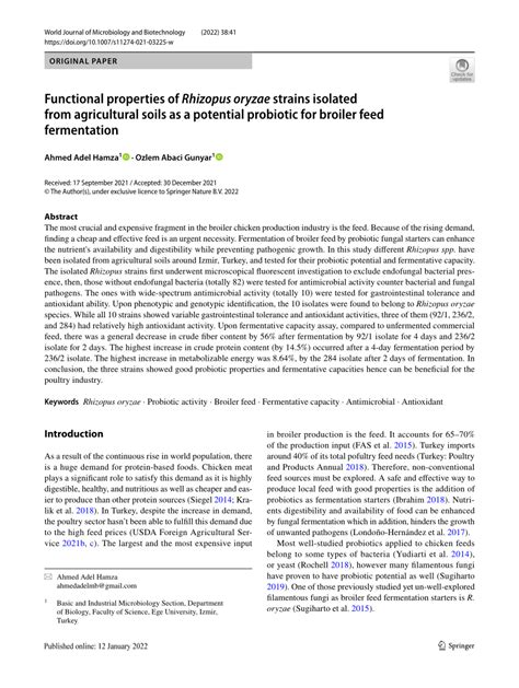 (PDF) Functional properties of Rhizopus oryzae strains isolated from ...