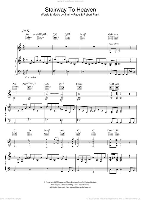 Stairway To Heaven By Led Zeppelin Piano Sheet Music Intermediate | Hot ...