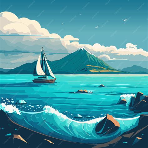 Premium Vector | Beautiful sea landscape Vector illustration