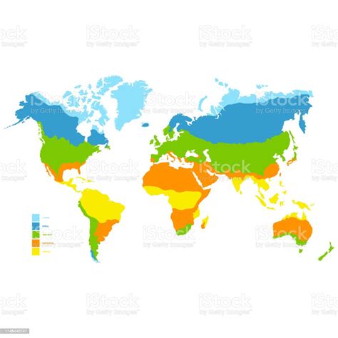 Peta Dunia Dengan Zona Iklim Ilustrasi Stok - Unduh Gambar Sekarang ...