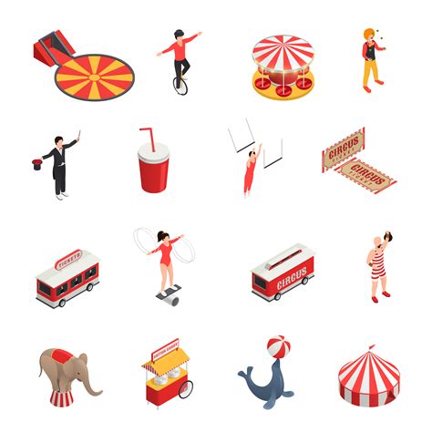 Circus Isometric Icons Set 483175 Vector Art at Vecteezy