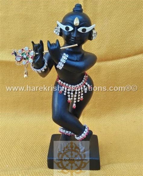 Radha Raman Ji Deity / Statue ( 6 inches, Original Full Black Marble ) - Hare Krishna Solutions