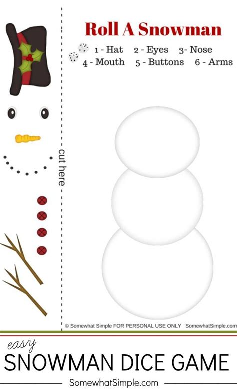 Easy Free Printable Snowman Dice Game for Kids | Christmas games for kids, Christmas fun ...