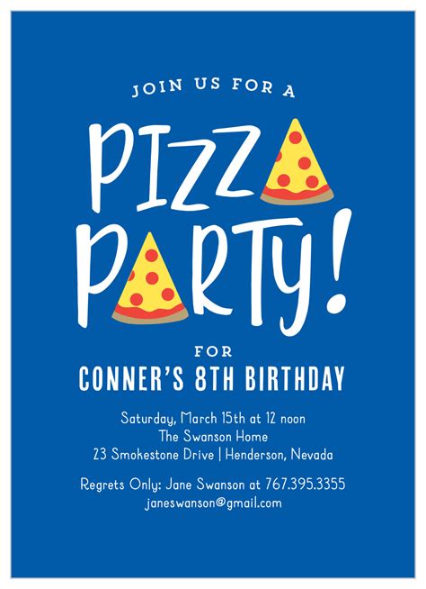 Pizza Party Children's Birthday Invitations by Basic Invite