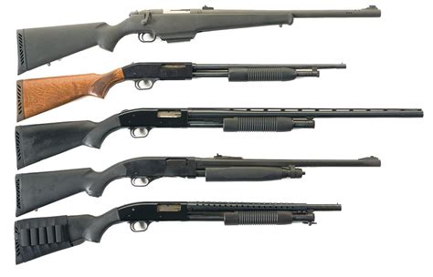 Five Shotguns -A) Mossberg Model 695 Bolt Action Shotgun B) Mossberg ...