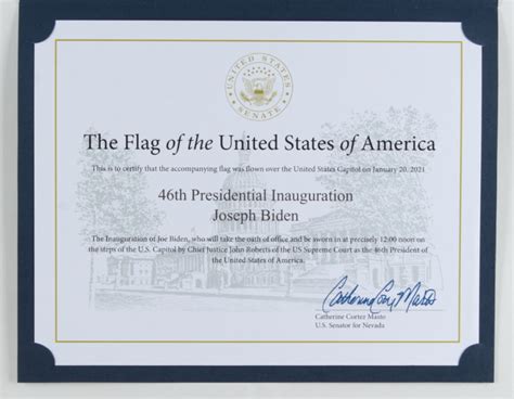 American Flag Flown Over the Capitol on January 20, 2021 (Architect of the Capitol COA ...