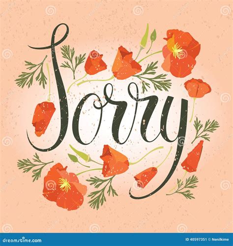 Sorry Card With Red Flowers Stock Vector - Image: 40597351