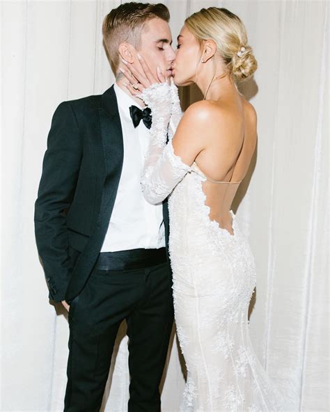 Hailey Bieber unveils pearl encrusted dreamy wedding gown | Celebrity wedding photos, Wedding ...