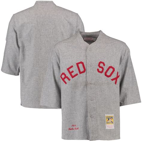 Men's Boston Red Sox 1914 Babe Ruth Mitchell & Ness Gray Authentic ...