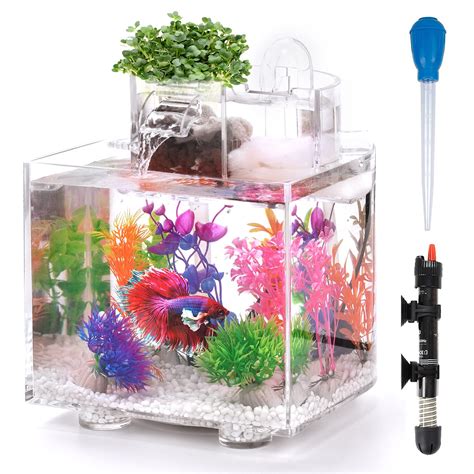 Buy Betta Fish Tank, 1.6 Gallon Aquarium, Upgrade Hydroponics Growing ...