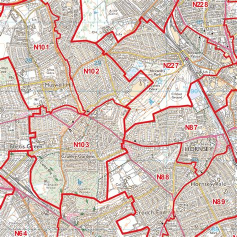 North London - N - Postcode Wall Map : XYZ Maps