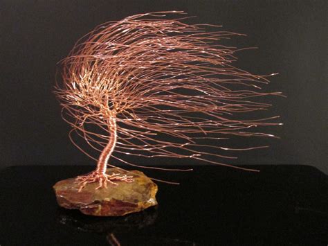 Copper Art Wire Tree Sculpture of Windswept Willow Sculpture En Fil D ...