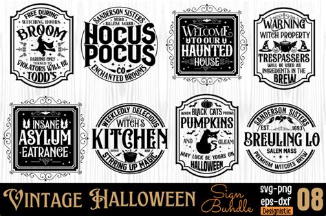 Vintage Halloween Sign Bundle, Halloween Sign Bundle By DESIGNS DARK | TheHungryJPEG