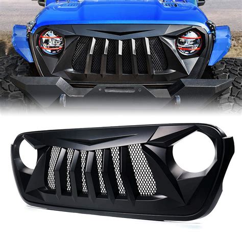 Buy Xprite Matte Black Front Grille Grid Grill w/Mesh Compatible with 2018-2021 Jeep Wrangler JL ...