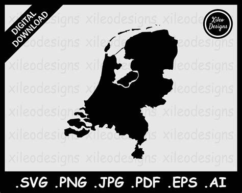 Netherlands Map SVG Dutch Country National Border Boundary - Etsy