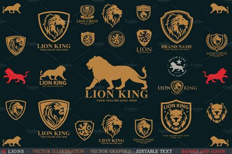 LIONS - Editable lion crest logos | Animal Illustrations ~ Creative Market