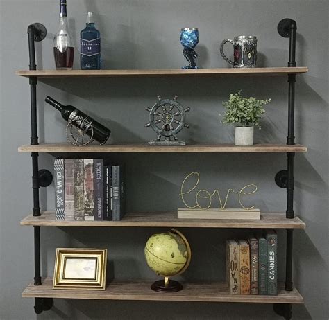 Buy Pipe Shelves Industrial Pipe Shelving 48 Inch with Wood Planks,Industrial Floating Shelves ...