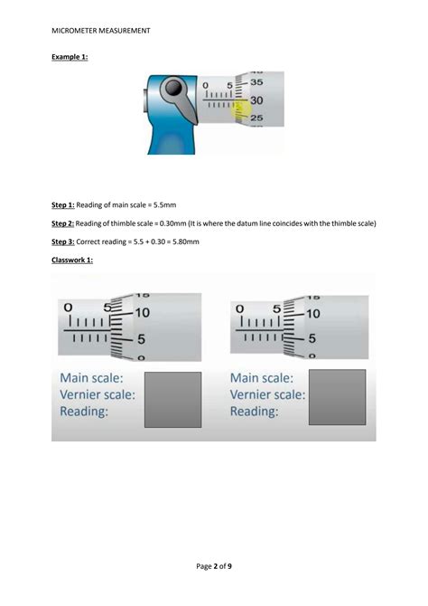 SOLUTION: Micrometer screw gauge measurement explanation questions and ...