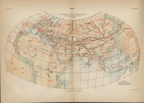 Ptolemy's Ancient Map of the World: Authentic 1889 Map; Britannica | eBay