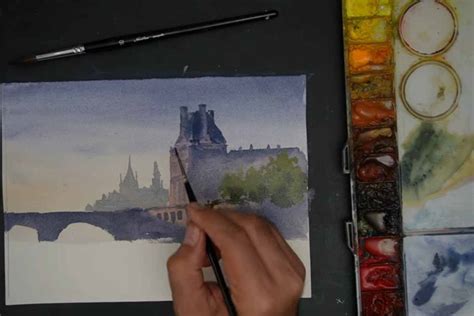 A view of Paris: Watercolor - Pintando.org