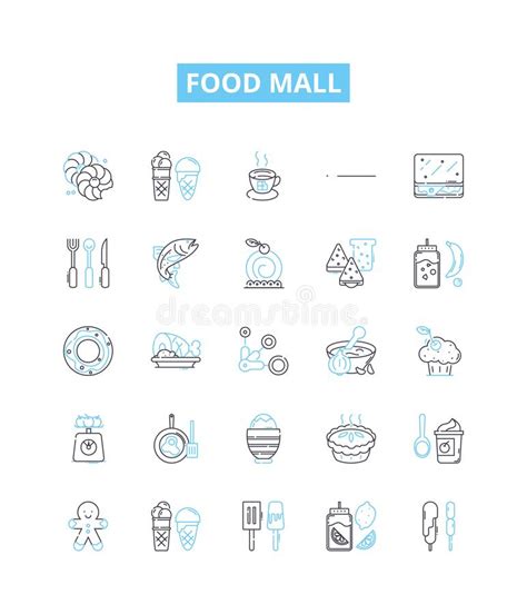 Food Mall Vector Line Icons Set. Food, Mall, Foodcourt, Restaurants, Dining, Groceries, Cuisine ...