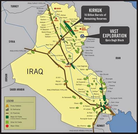 Iraq Oil Pipeline & Fields Map